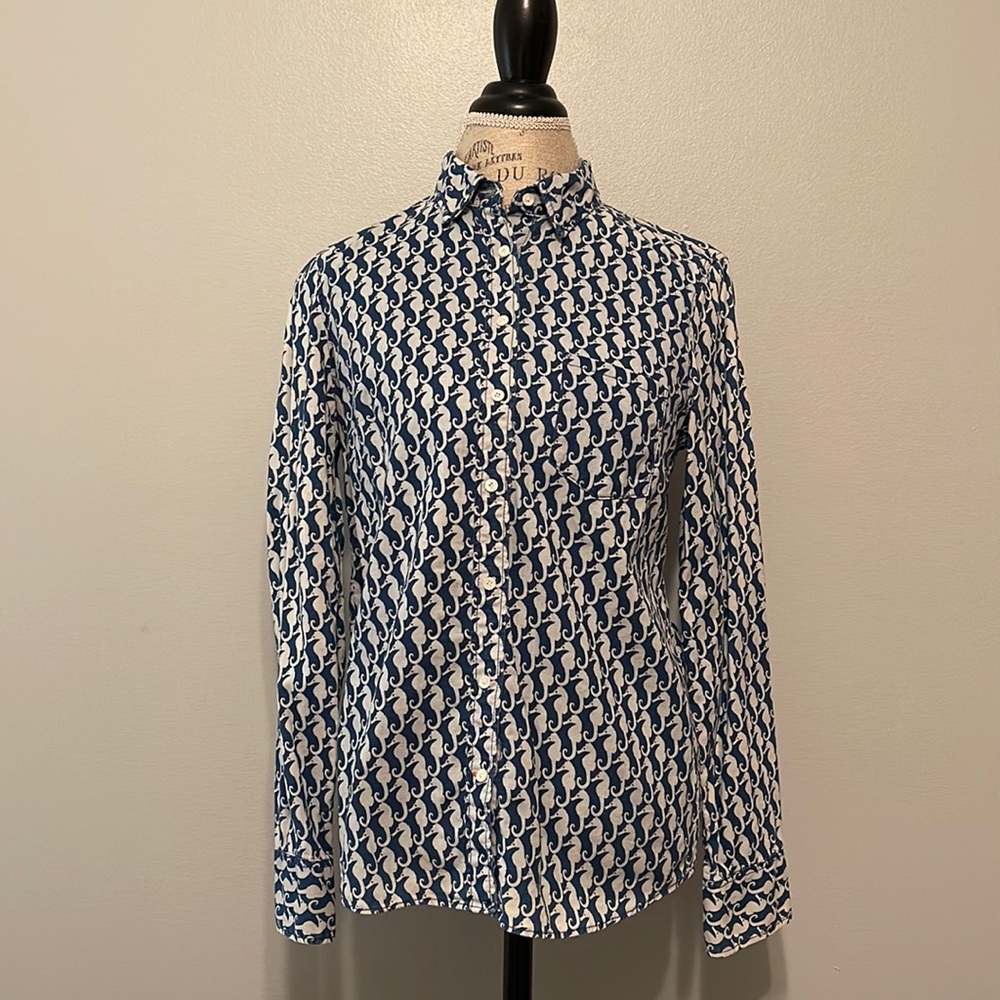 J.Crew seahorse Boy button down shirt in size 4
